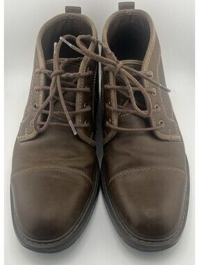 Perry Ellis Portfolio Mens Size 7.5 Brown Lenney Cap Toe Boots Ankle Chukka
